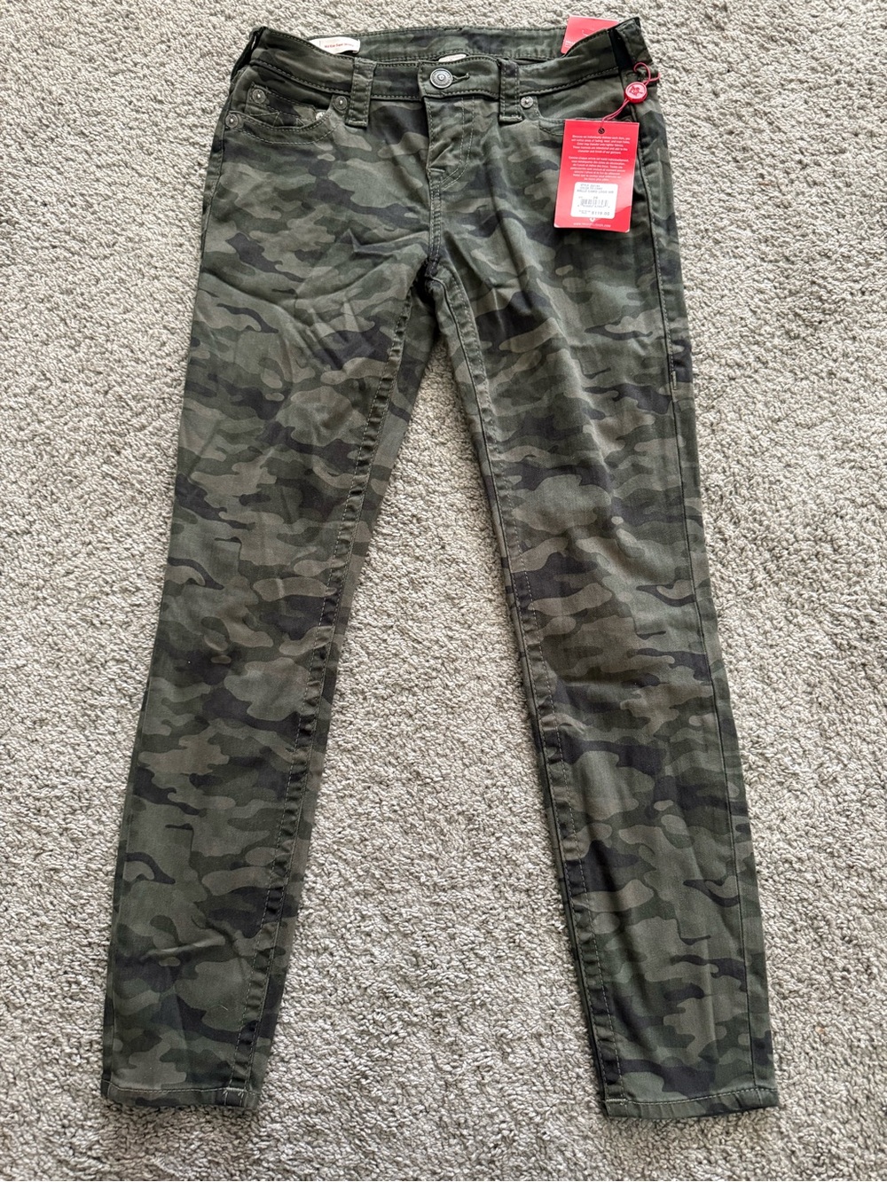 True Religion Women's Camo Skinny Jeans in Olive Green